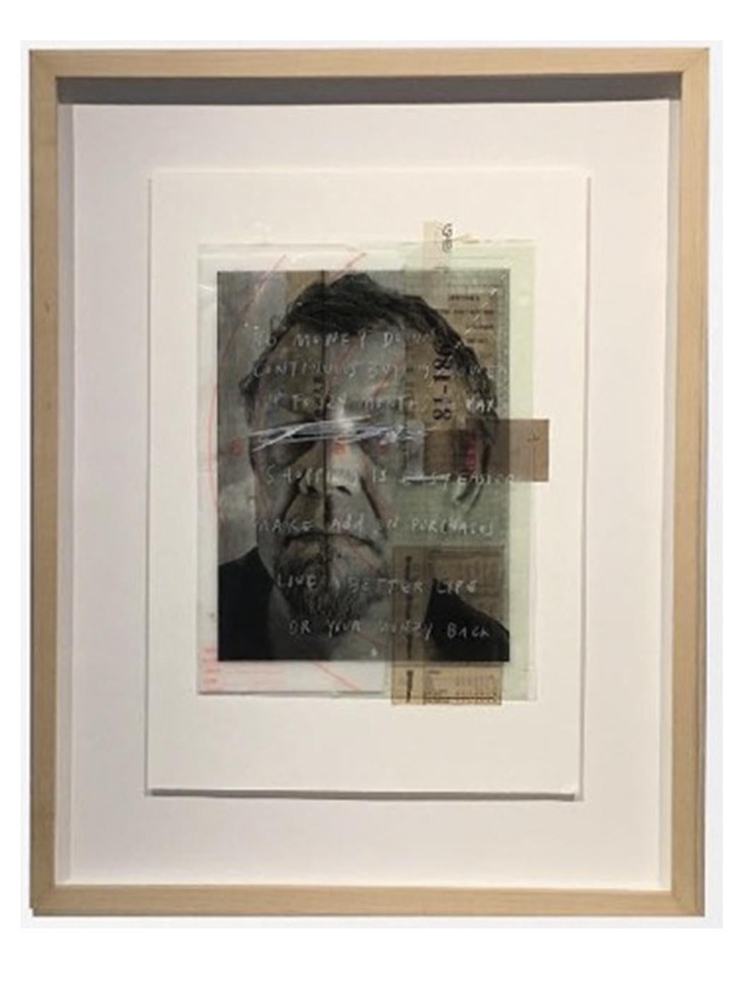 Una vita migliore o i tuoi soldi indietro, ritratto a collage in tecnica mista - Art di Roberto Fonfria