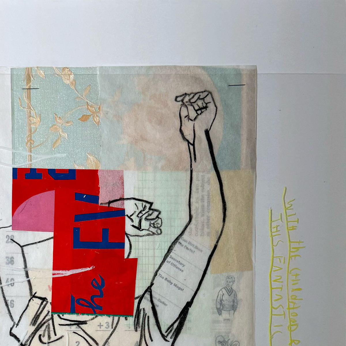 Ricordi d'infanzia del bambino Nathaniel. Collage a tecnica mista - Art Pop Art di Roberto Fonfria