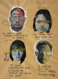 Close Before Striking I, Mixed Media Abstract Portraits on Paper