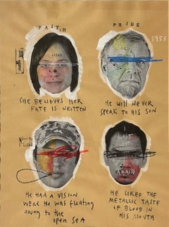 Schließen vor dem Schlagen VI. Abstrakte Porträts in Mischtechnik auf Papier