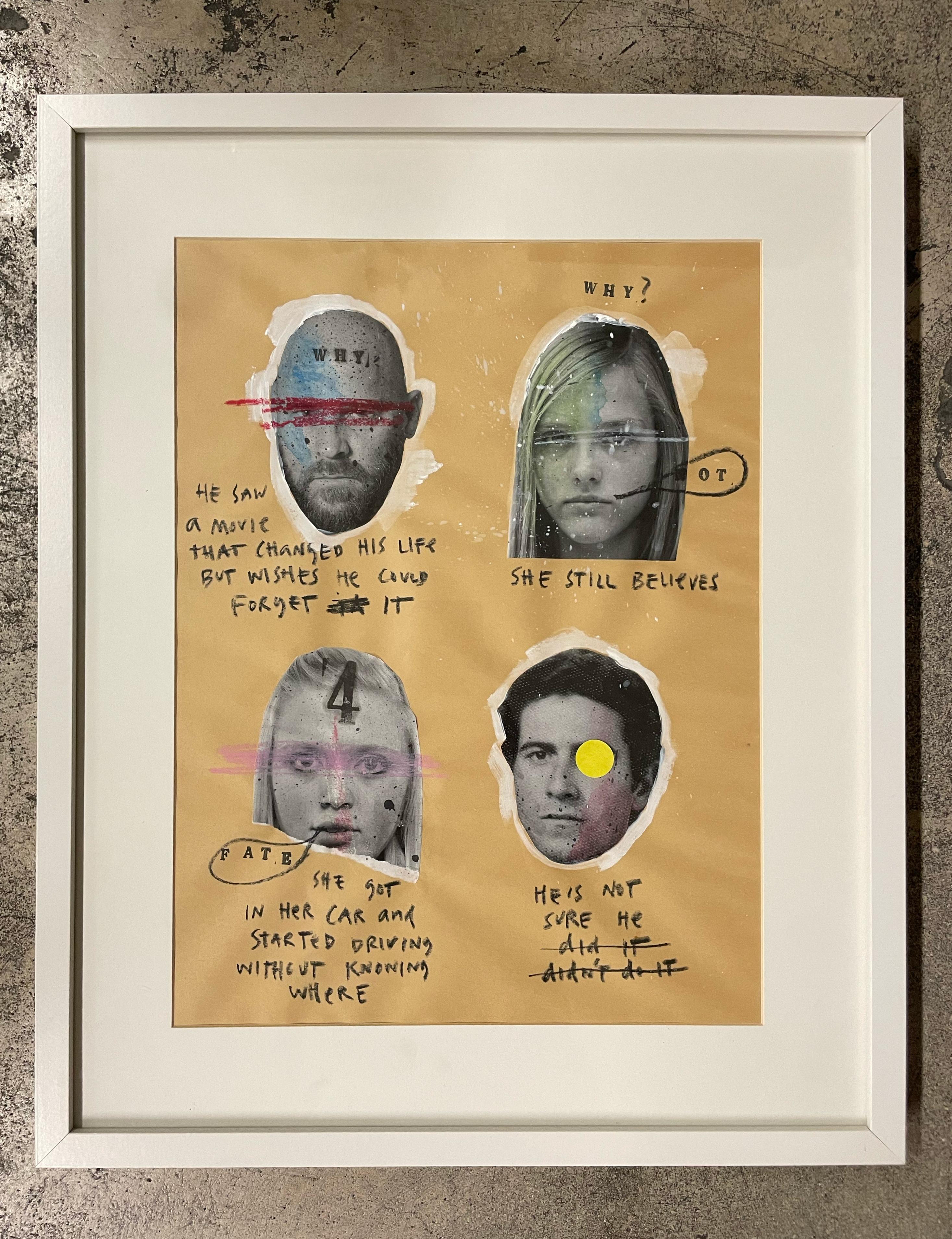 Schließen vor dem Schlagen VIII. Abstrakte Porträts in Mischtechnik auf Papier  (Pop-Art), Art, von Roberto Fonfria