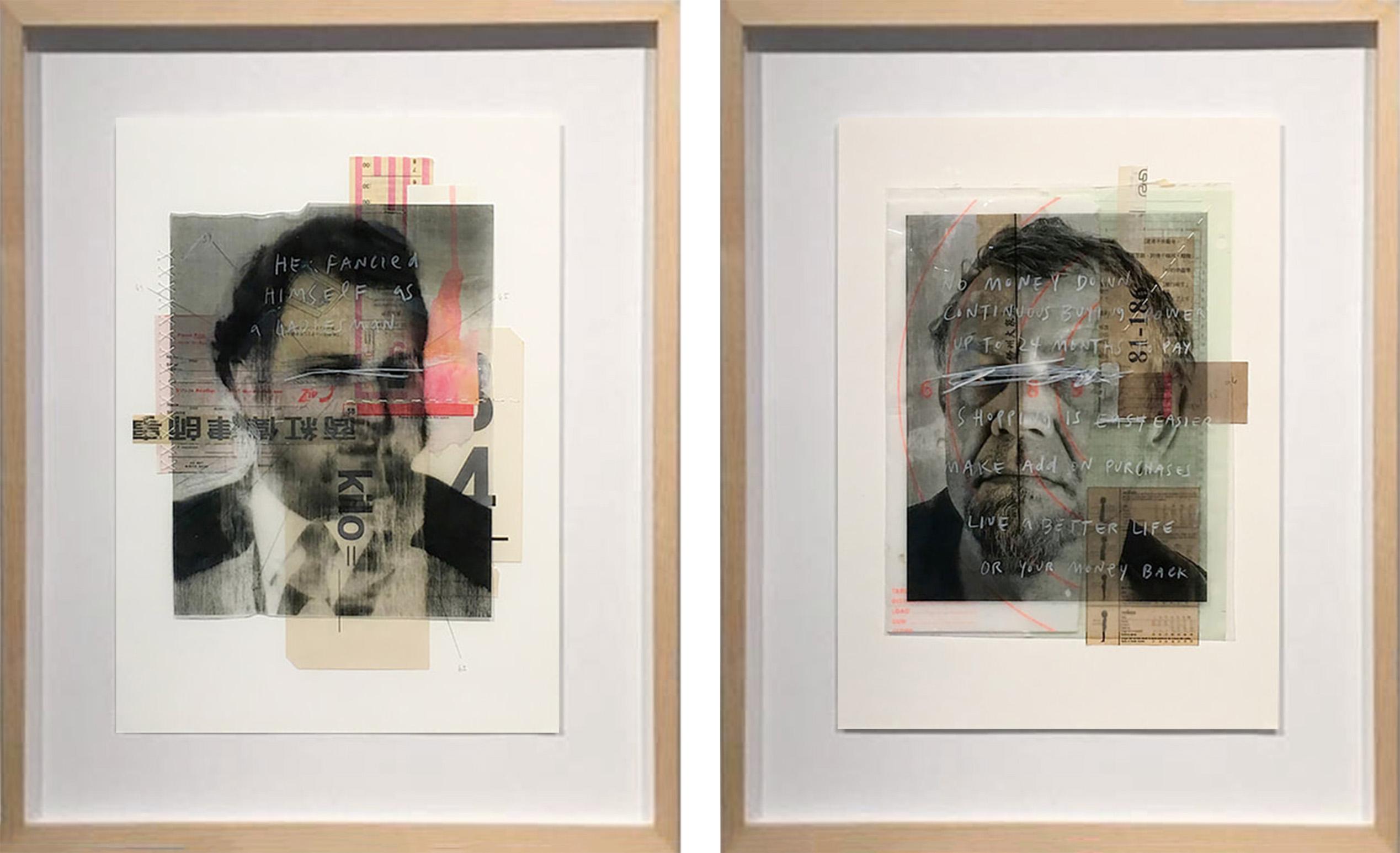 Diptych II: He Always Fancied Himself as a Ladies Man and A Better Life or Your - Mixed Media Art by Roberto Fonfria