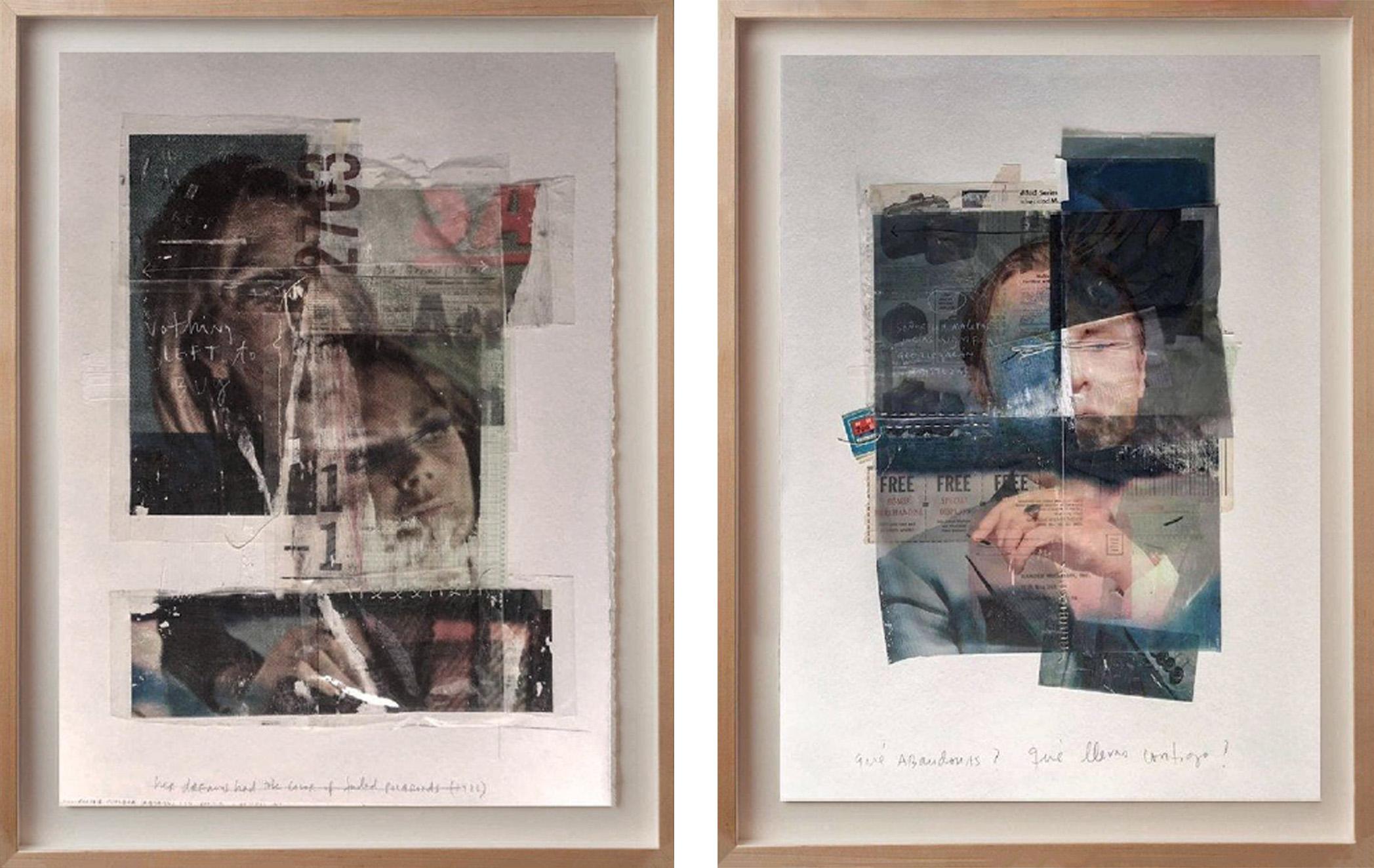 Diptych VII, Mixed Media Framed Collage Portrait
