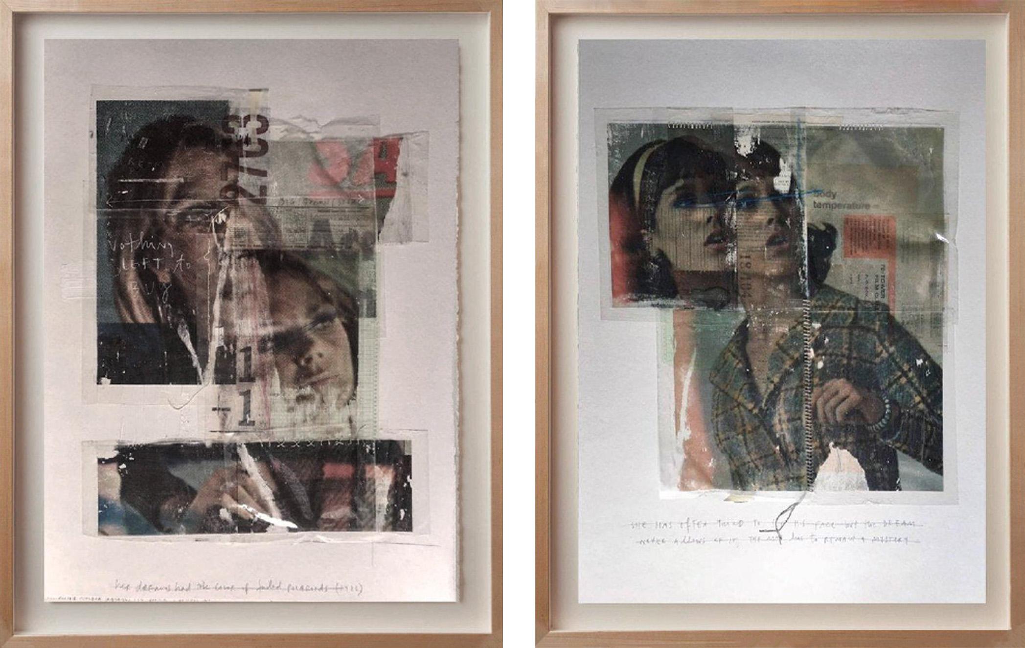 Diptych VIII: Mixed Media Collage on Cotton Paper, Framed, 2017 - Mixed Media Art by Roberto Fonfria