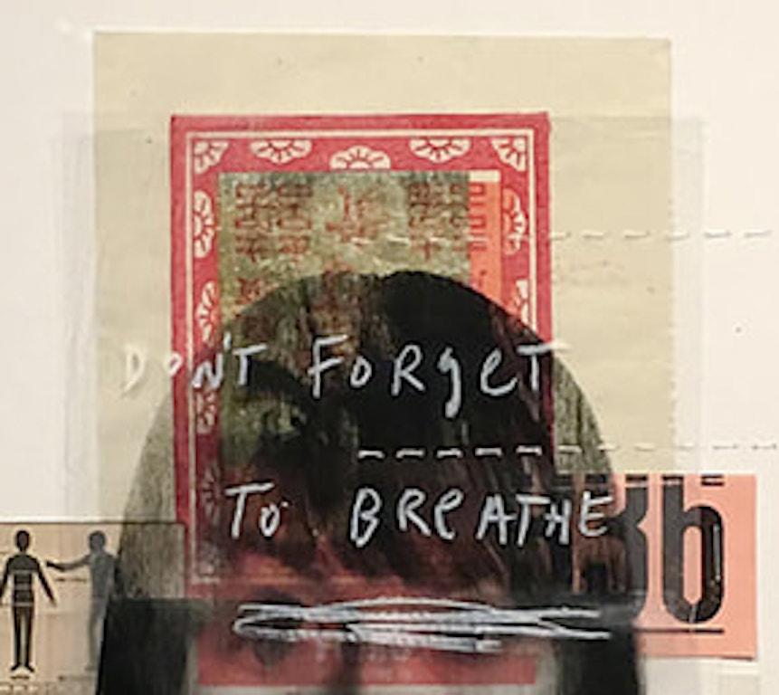 Non dimenticare di respirare di nuovo, 2014
Immagini trovate trasferite su pellicola di acetato, collage, acrilici e grafite. 
Tecnica mista su carta di cotone al 100%
Dimensioni dell'immagine: 15 pollici. H. H. x 11