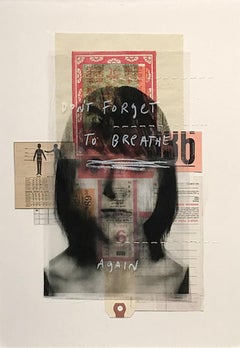 N'oublie pas de respirer à nouveau, portrait en collage mixte