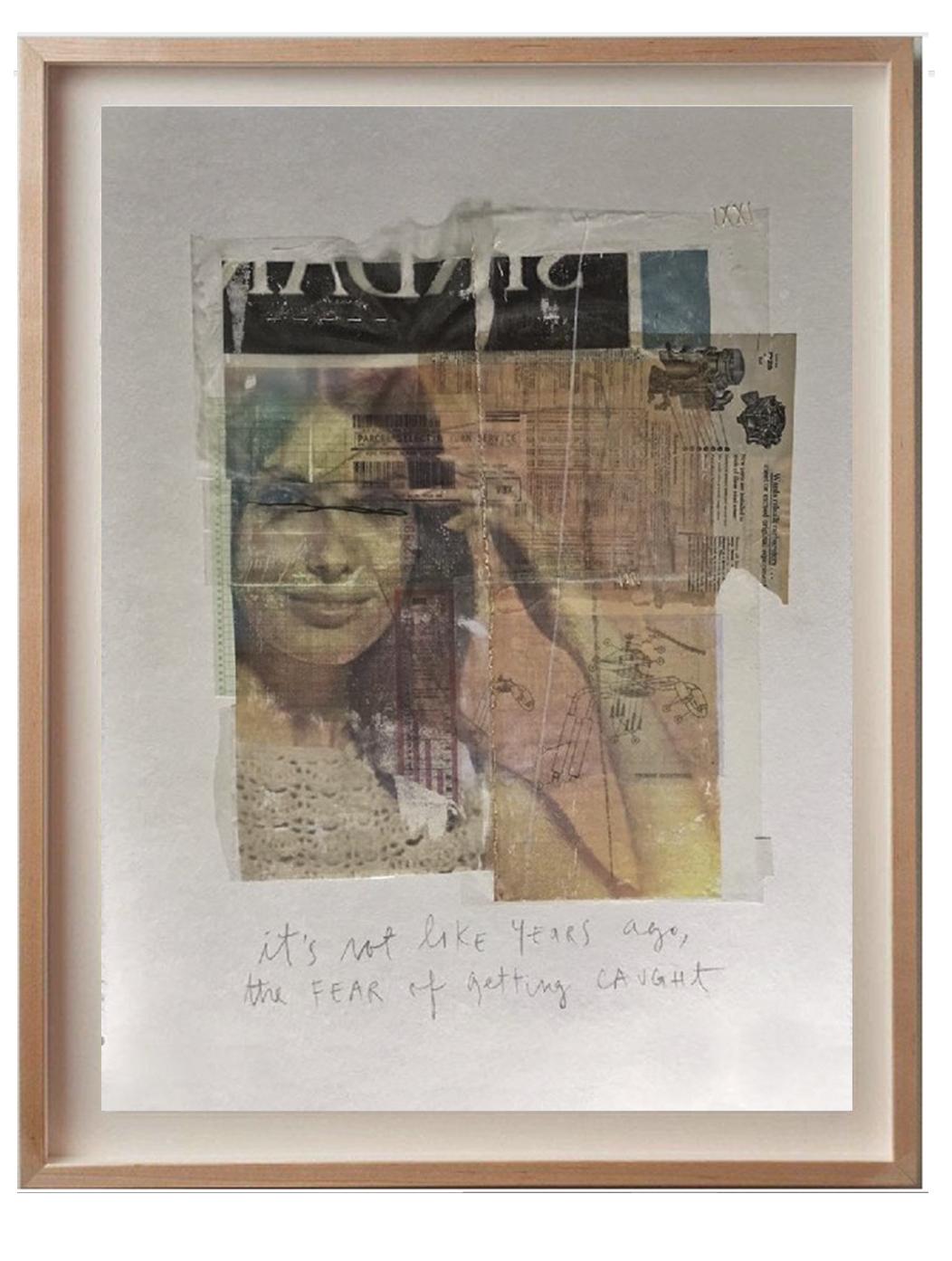 Paura di essere catturati, ritratto a collage in tecnica mista - Art di Roberto Fonfria