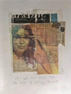 Paura di essere catturati, ritratto a collage in tecnica mista