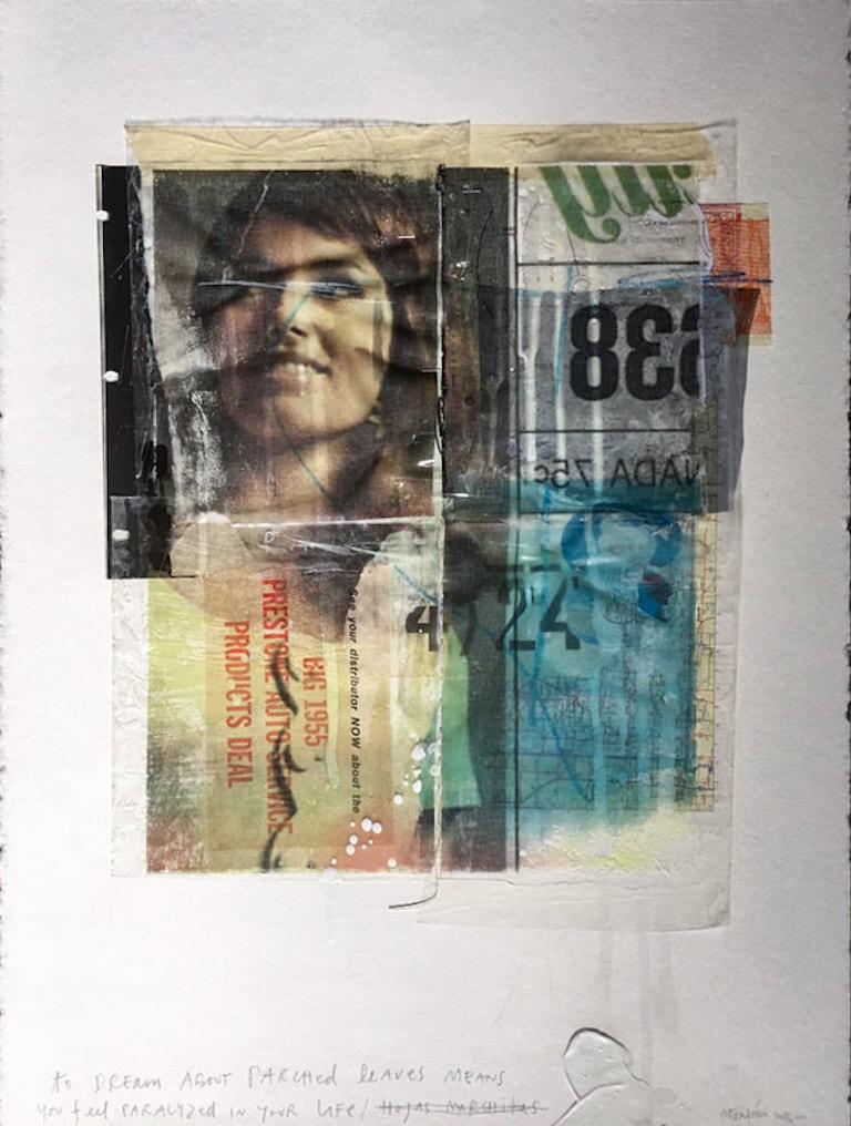 Foglie inaridite,  Ritratto con collage a tecnica mista - Art Pop Art di Roberto Fonfria
