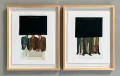 Illusioni di Foldes presidenziale e Continental Dash.  Collage a tecnica mista, incorniciato.