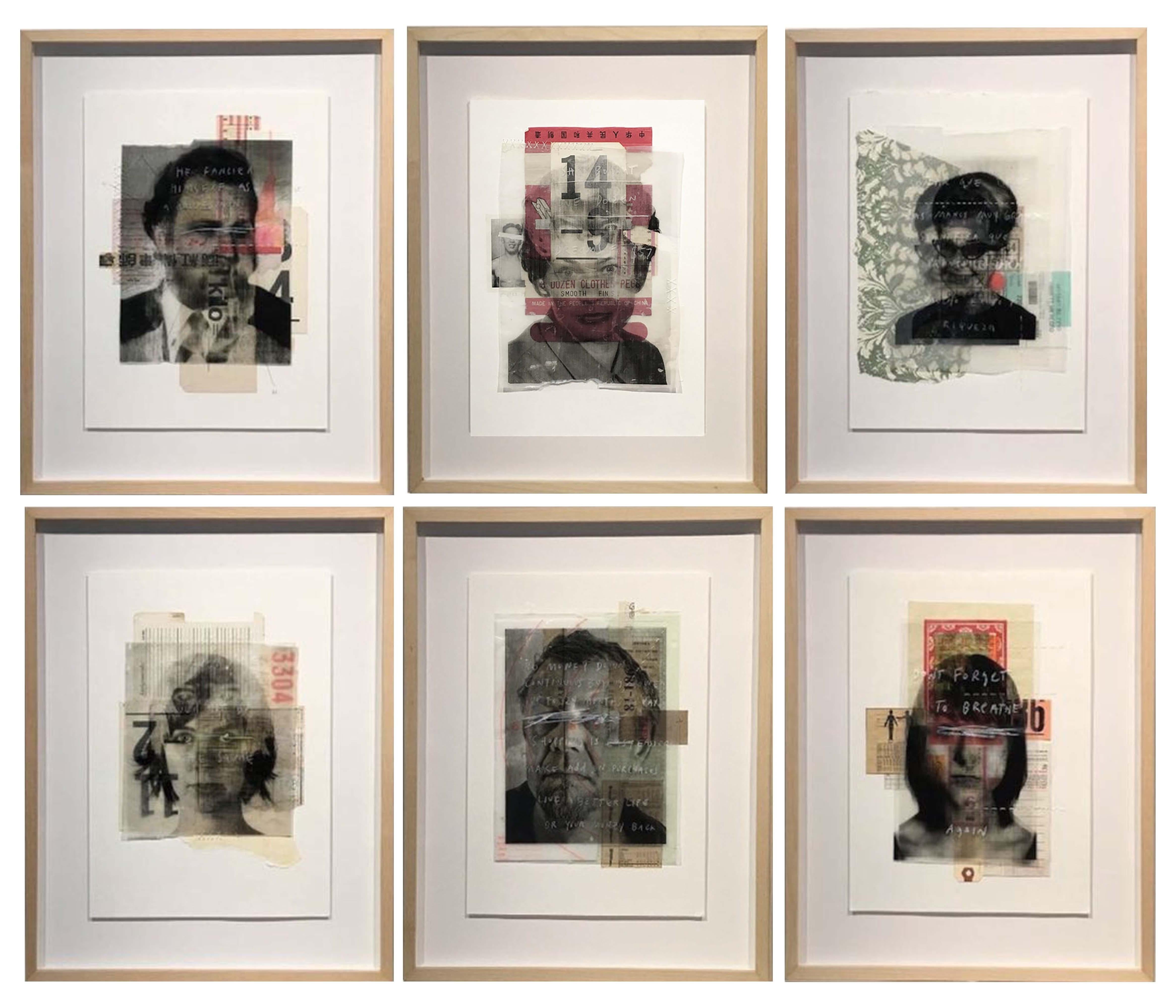 A set of six portraits. Mixed media - Mixed Media Art by Roberto Fonfria