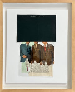 Set of 3 artworks. Mixed Media Collages, Framed