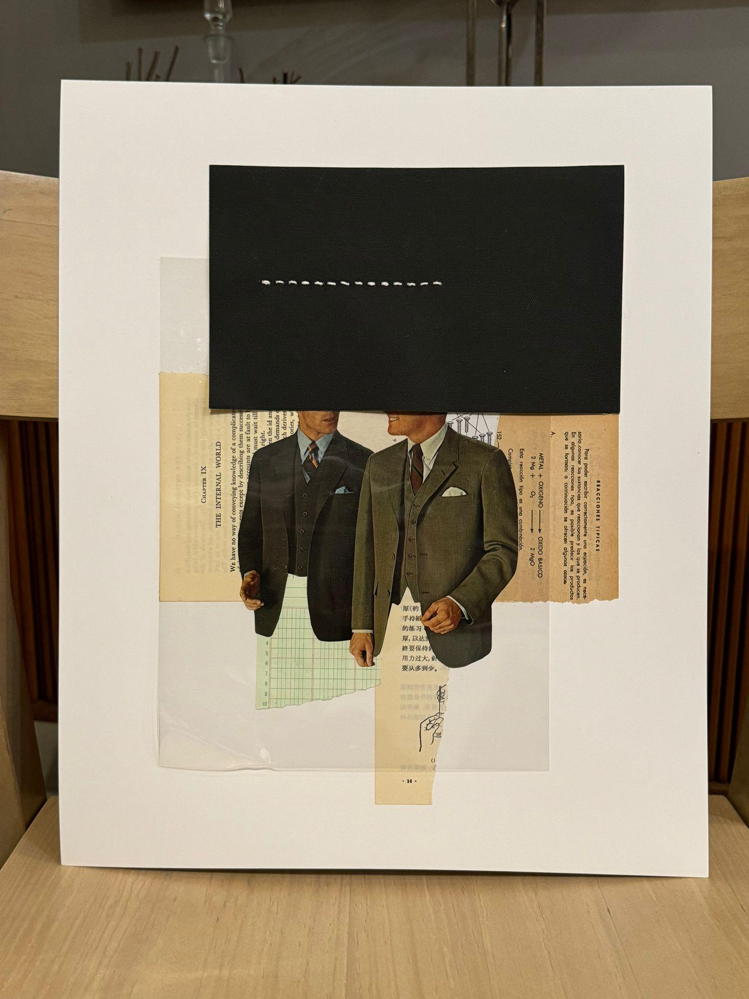 Set di 3 opere d'arte. Collage a tecnica mista, con cornice in vendita 5