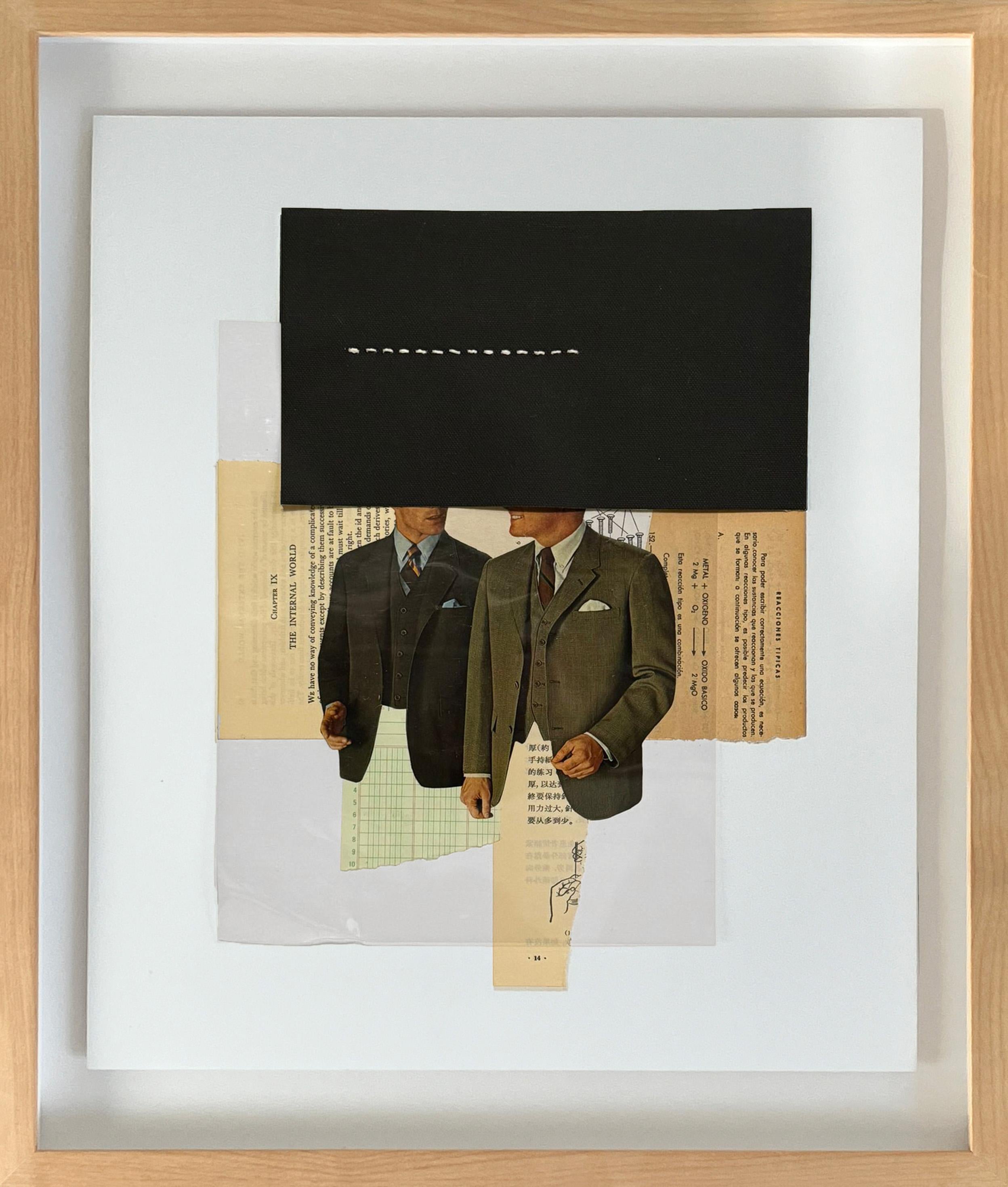 Set di 3 opere d'arte. Collage a tecnica mista, con cornice in vendita 6