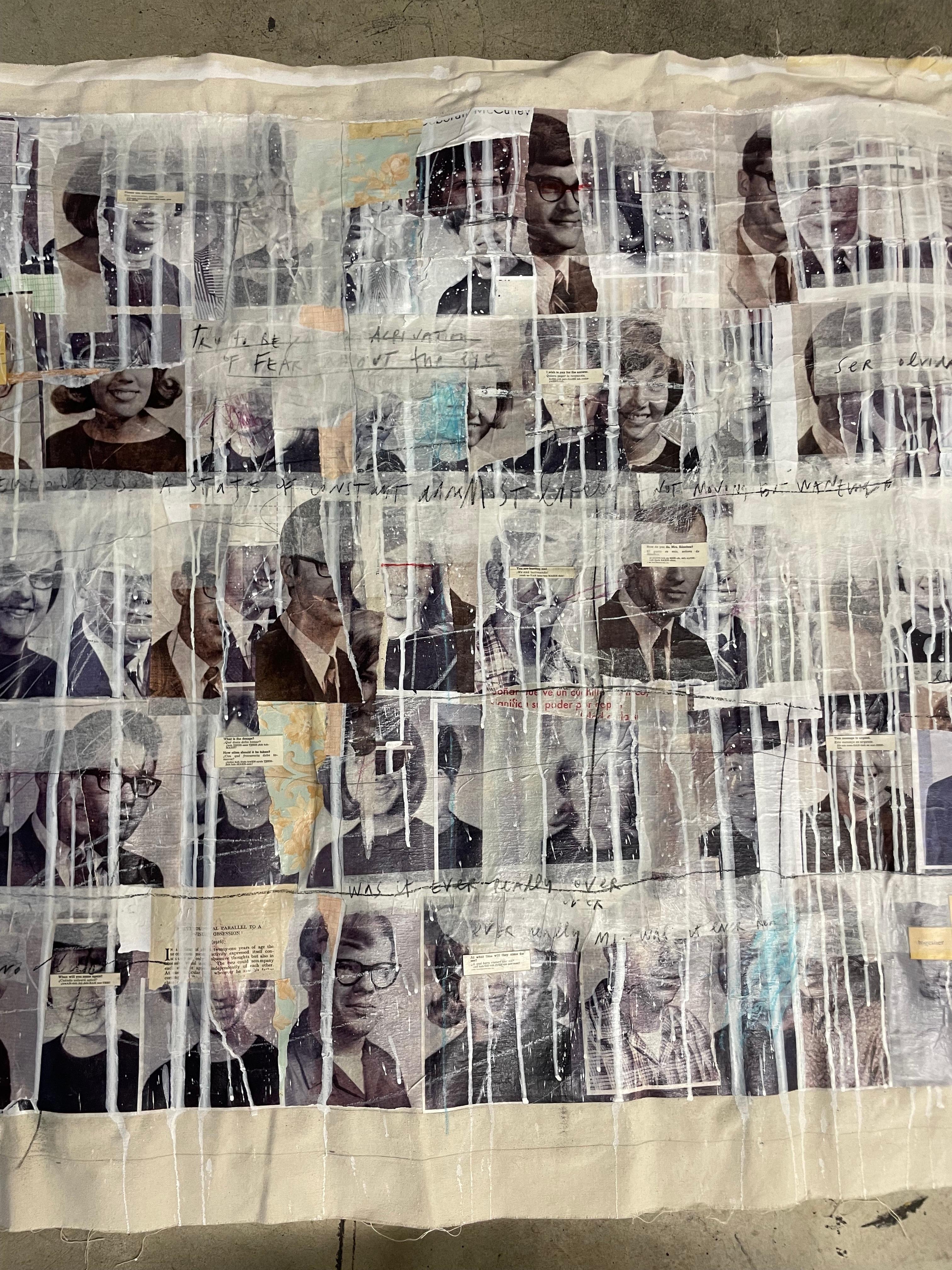 Teoría de Interferencia. Mixed-Media-Collage, Gemälde auf Leinwand (Grau), Figurative Painting, von Roberto Fonfria