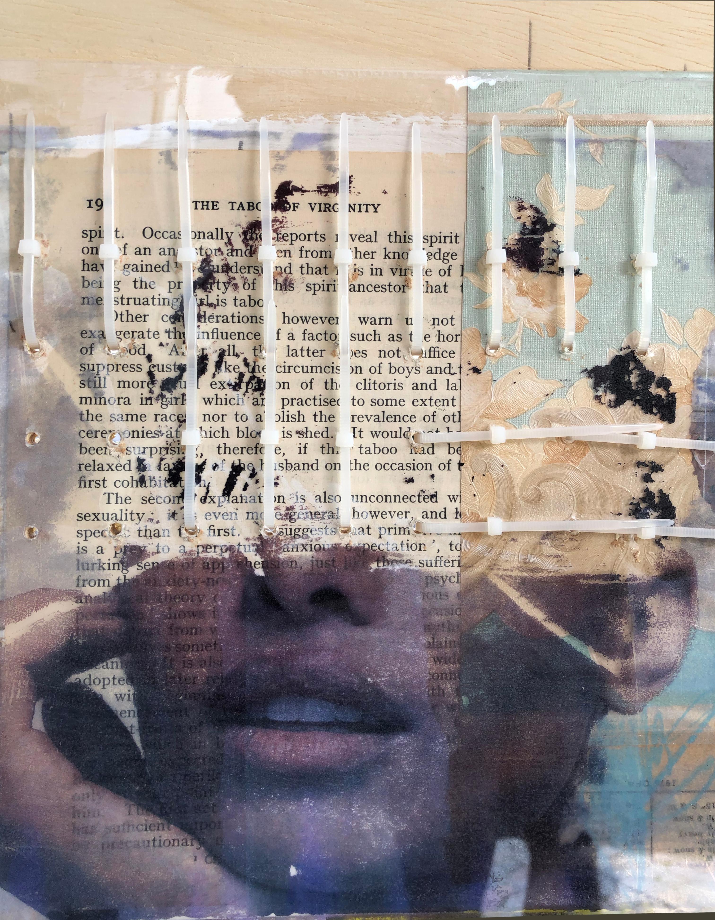 Sin título, collage. Retrato en técnica mixta sobre panel de madera - Art Arte pop de Roberto Fonfria