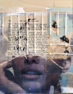 Untitled, Collage. Mixed Media Portrait on Wood Panel