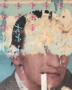 Ohne Titel, Collage. Portrait Mixed Media auf Holz Pannel