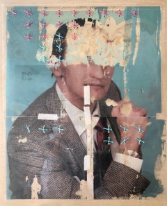 Untitled, Collage. Portrait Mixed Media on wood Pannel
