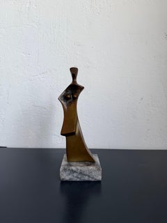 Roberto G. Crivelle Bronze Abstract Female Sulpture on Granite Base, 1980s