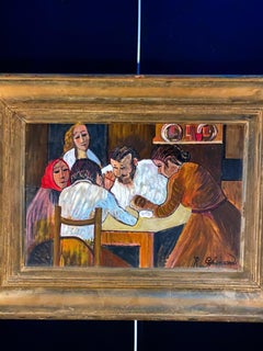 Family de Roberto Gherardi - Huile sur bois 36x50 cm