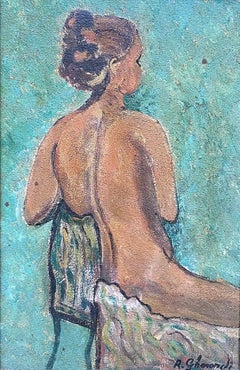 Nude seen from behind by Roberto Gherardi - Oil on canvas 22x34 cm