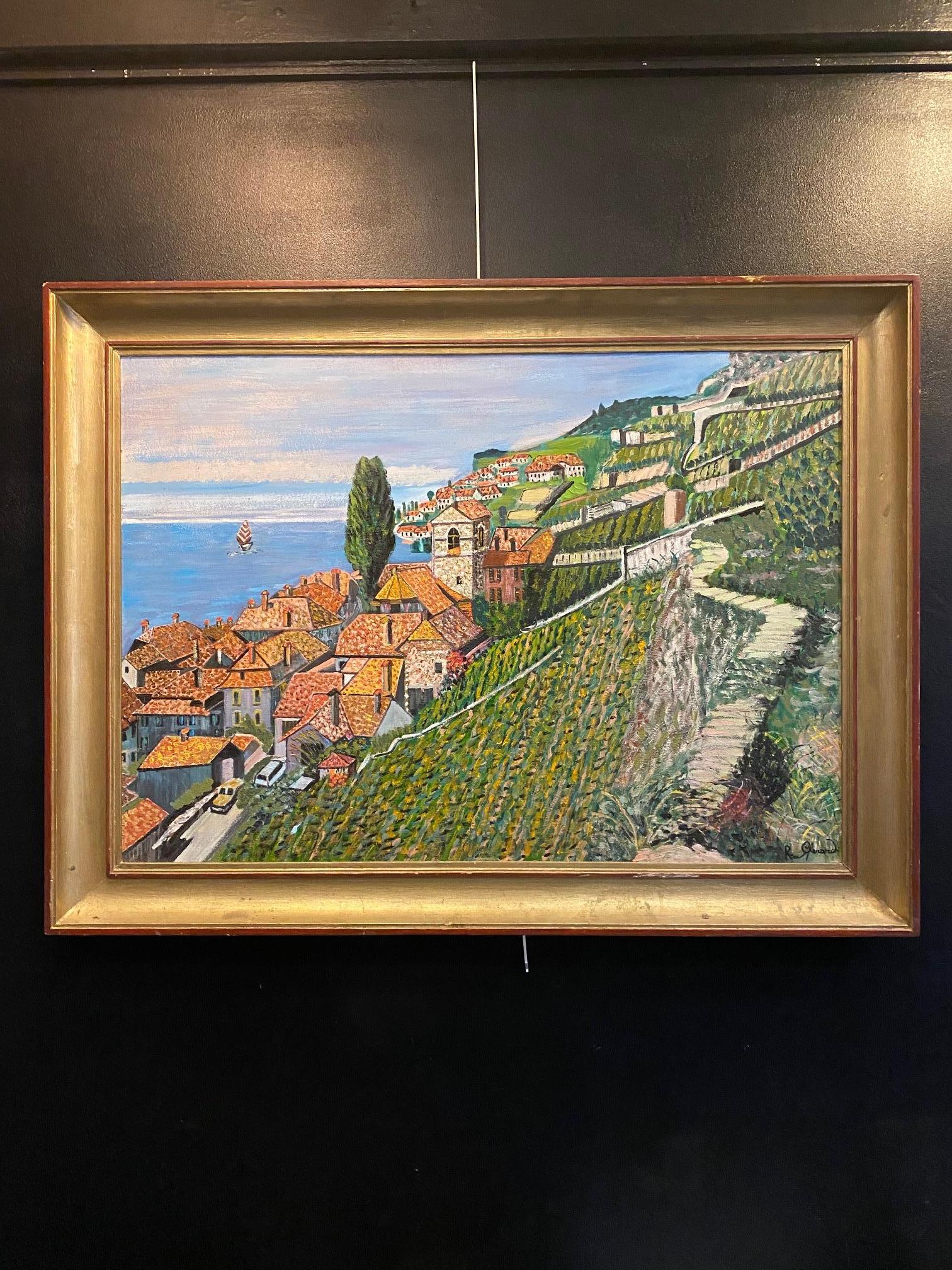 Work on canvas with frame. Total size with frame is 135 x 102 cm 

Roberto Gherardi is an Italian-Geneva painter born in 1933 in Ascensione in northern Italy, near Bergamo.
The post-war period being harsh, poverty strikes his family and forces him