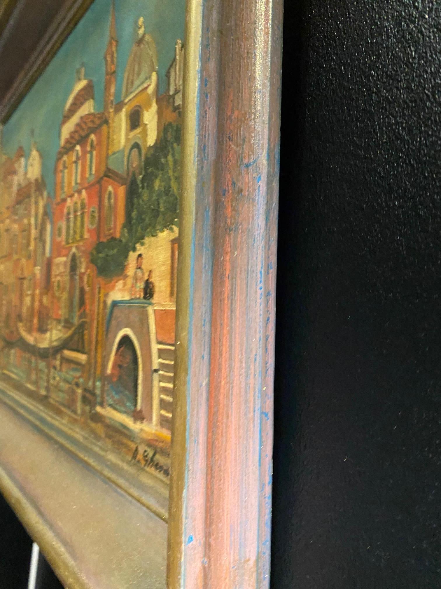 Venise de Roberto Gherardi - Huile sur bois 41x56 cm en vente 5