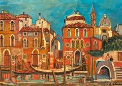 Venise de Roberto Gherardi - Huile sur bois 41x56 cm