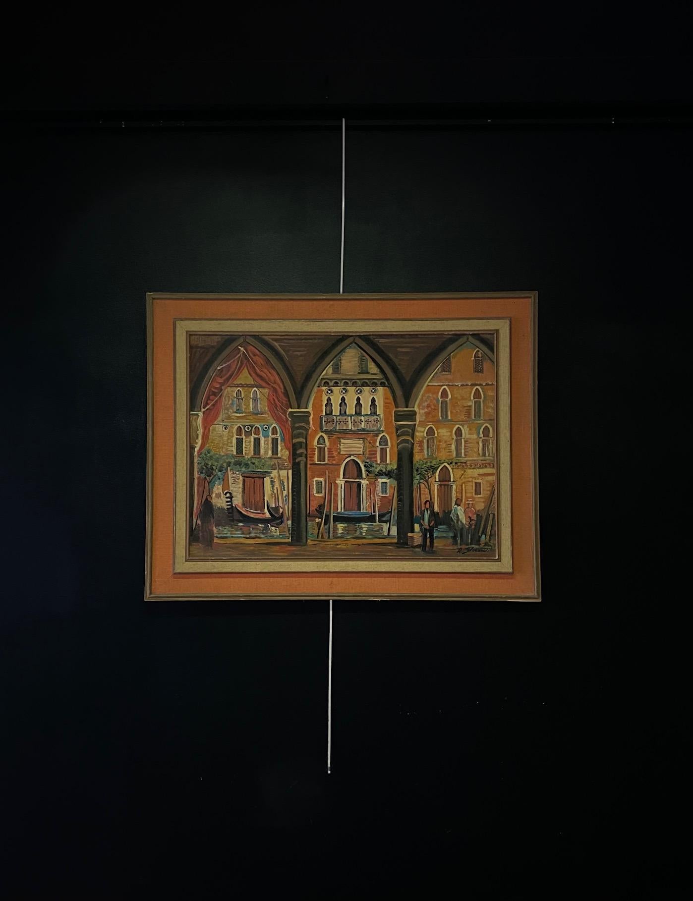 Venise, La pescheria de Roberto Gherardi - Huile sur toile 50x68 cm en vente 3