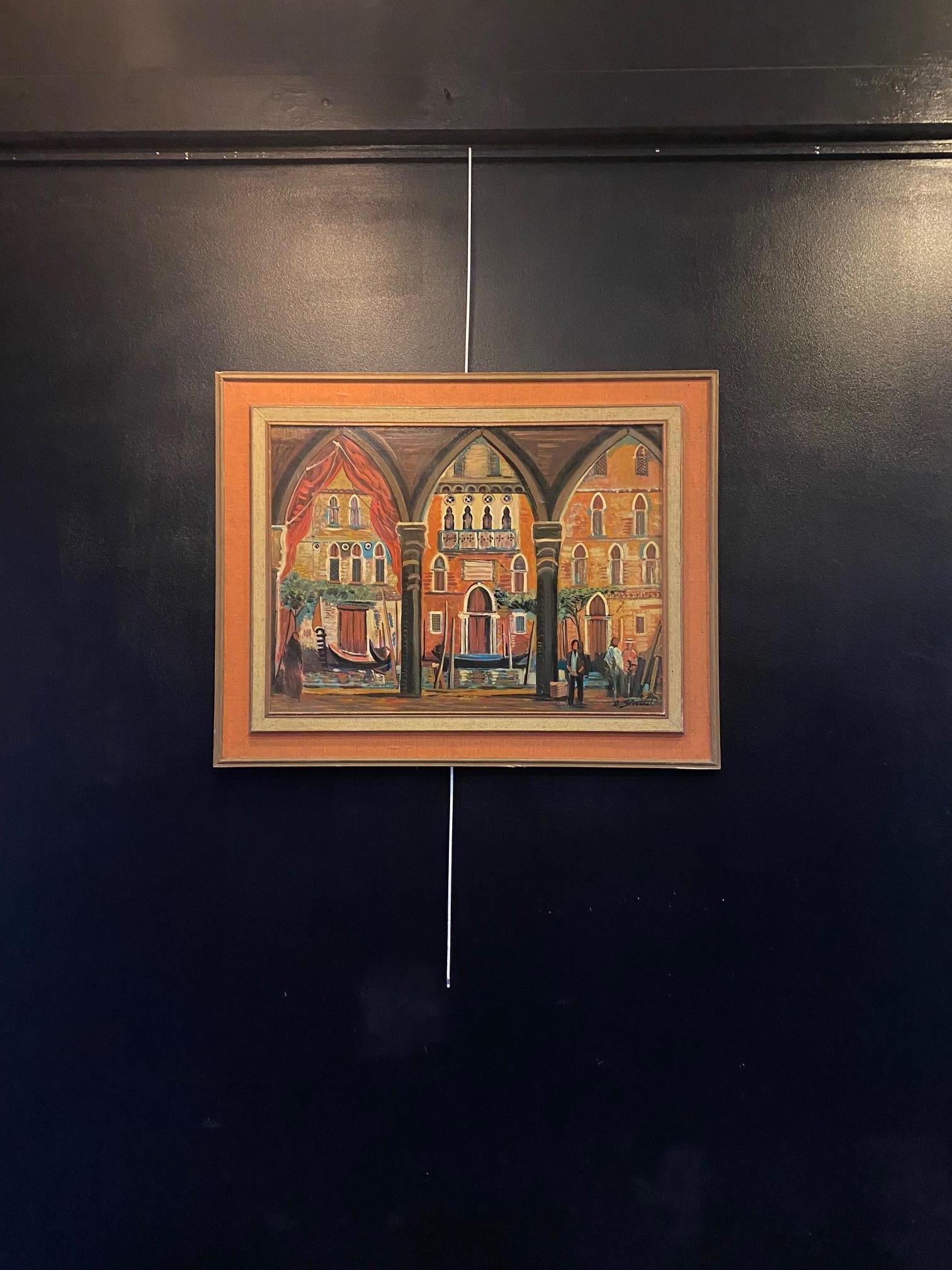 Venise, La pescheria de Roberto Gherardi - Huile sur toile 50x68 cm en vente 4