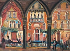 Venise, La pescheria by Roberto Gherardi - Oil on canvas 50x68 cm
