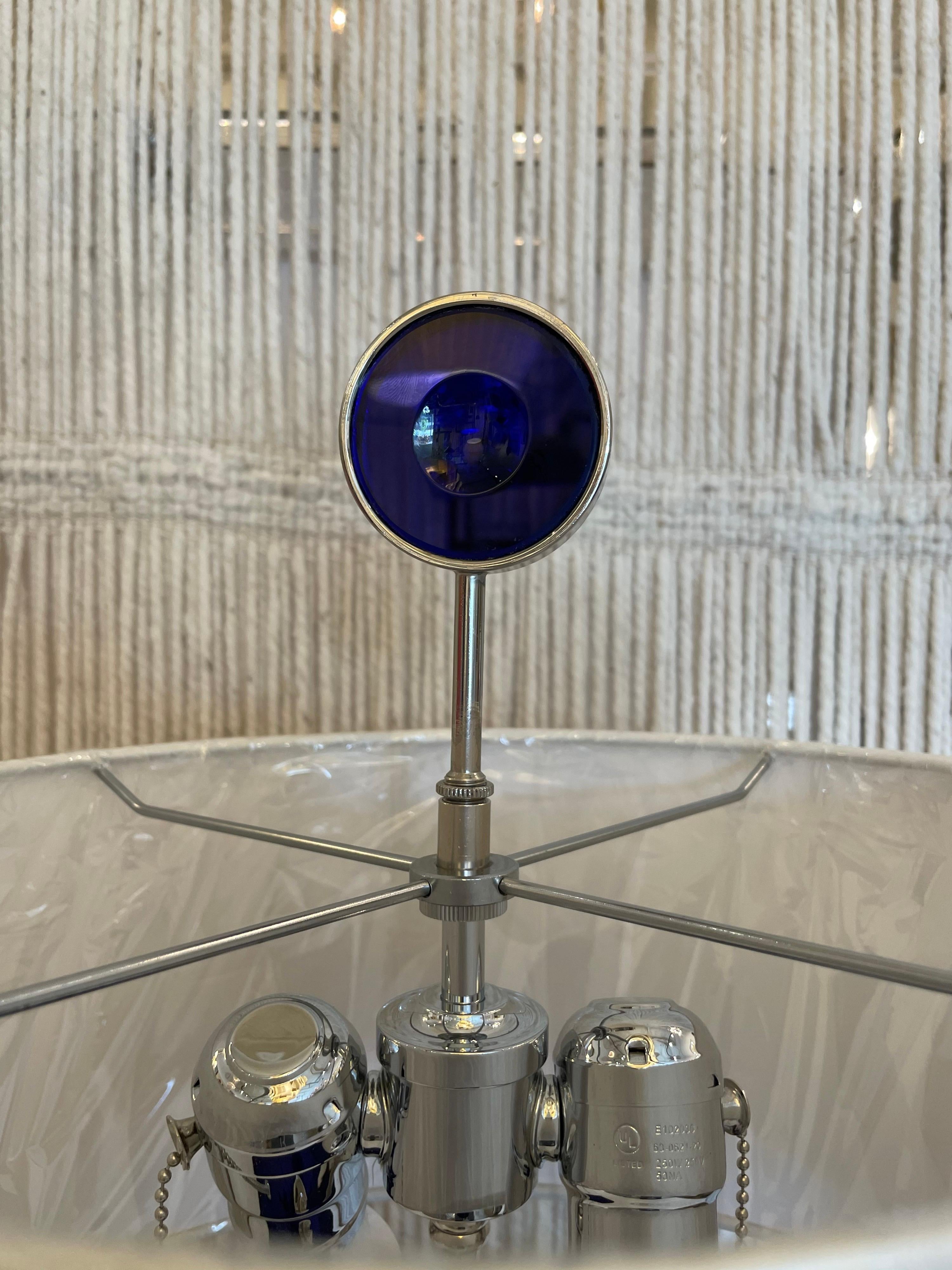 Roberto Giulio Rida for Lorin Marsh Blue Mirrored Table Lamp For Sale 1