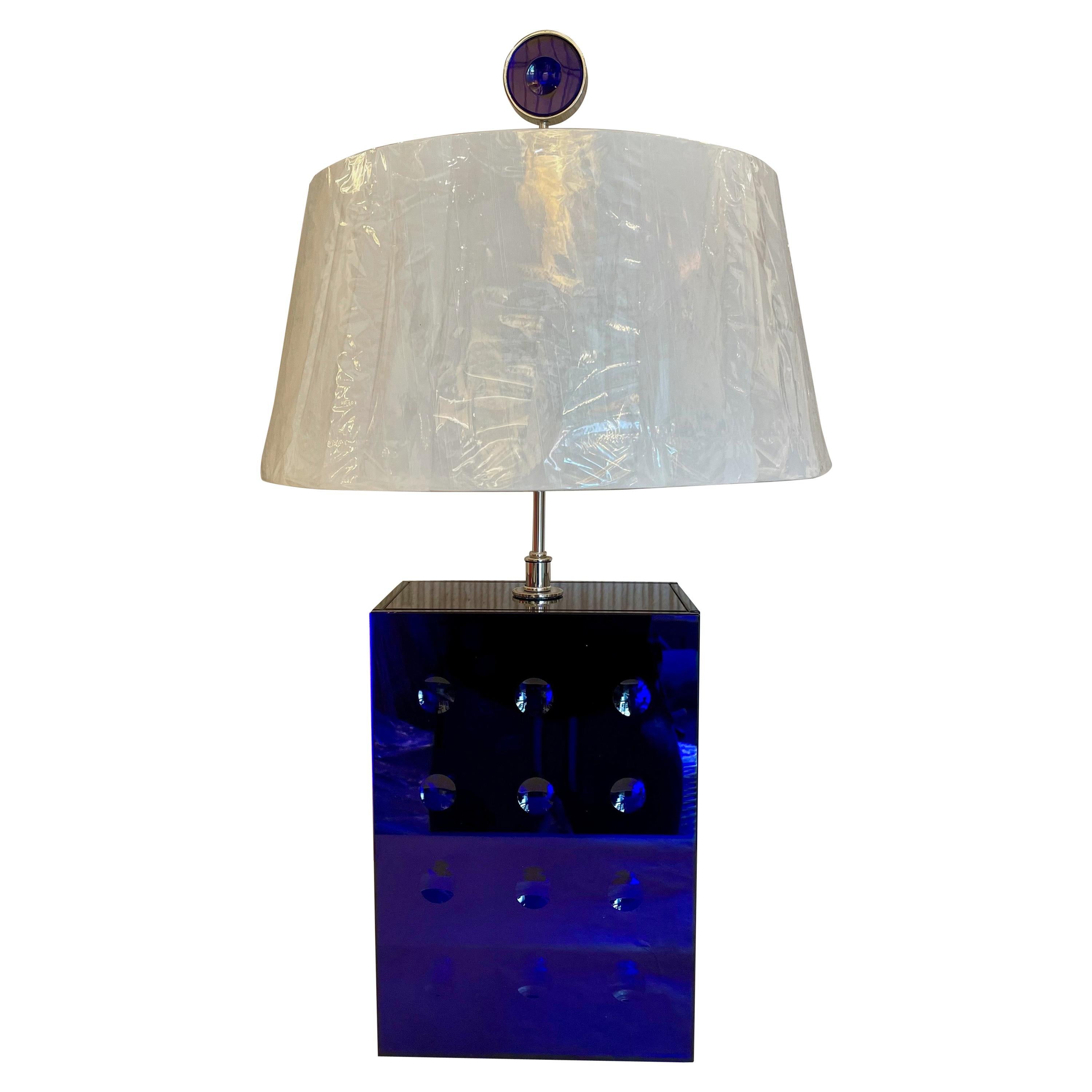 Roberto Giulio Rida for Lorin Marsh Blue Mirrored Table Lamp
