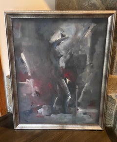 Roberto Gonzalez Signed Mid-Century Modern Abstract Female Nude Oil Painting