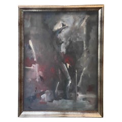 Roberto Gonzalez Signed Mid-Century Modern Abstract Female Nude Oil Painting