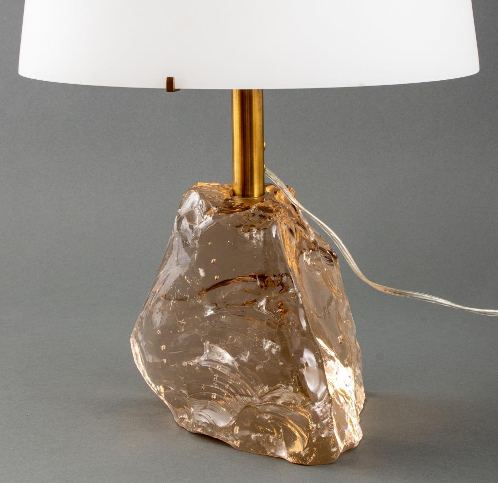 Italian Roberto Guilio Rida Brass and Rock Crystal Lamp For Sale