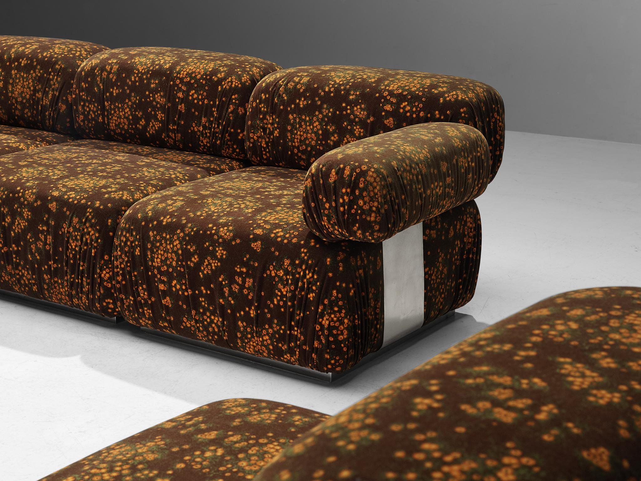 Roberto Iera for Felicerossi Large Sectional Sofa in Retro Flower Upholstery 1