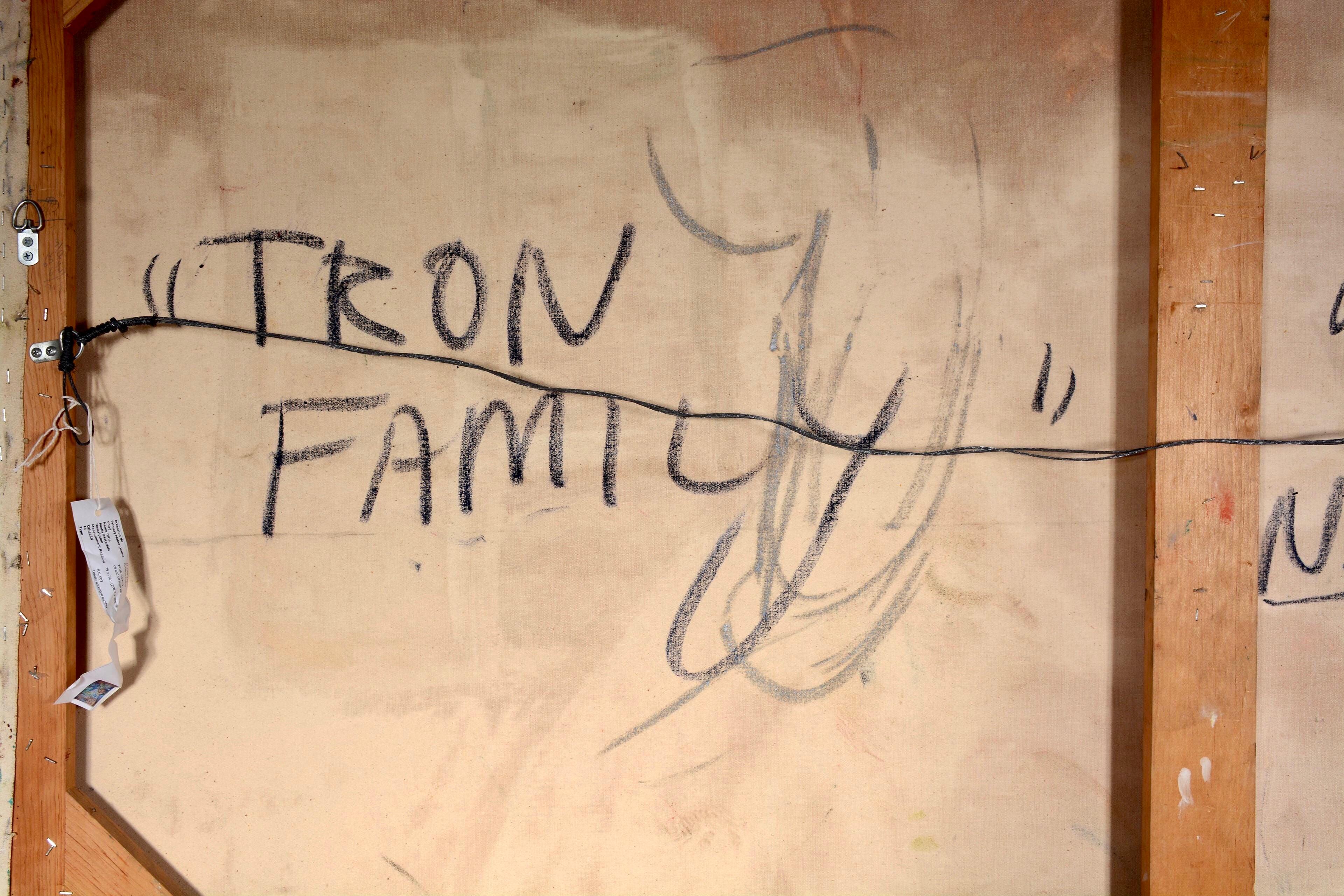 Gran pintura al óleo colorista neoexpresionista de 1983 de Roberto Juarez Familia Tron en venta 11