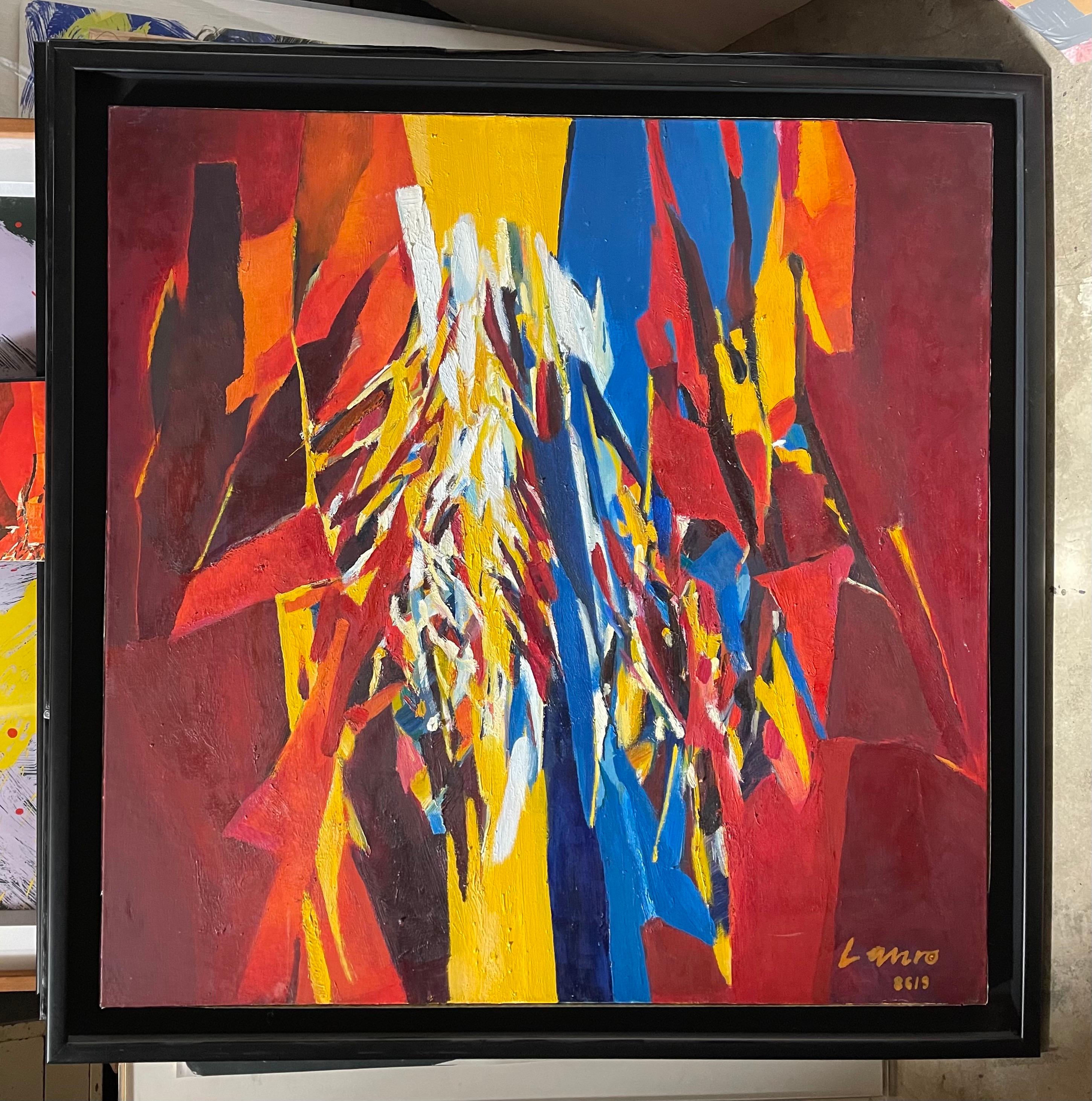 1960 Grande pittura ad olio astratta espressionista svizzera di grandi dimensioni Robert The Lauro in vendita 7
