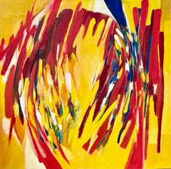 1960's Large Colorful Abstract Expressionist Swiss Oil Painting Robert Lauro