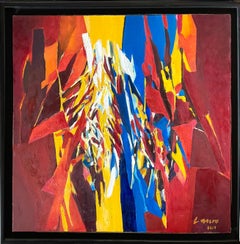 1960's Large Colorful Abstract Expressionist Swiss Oil Painting Robert Lauro