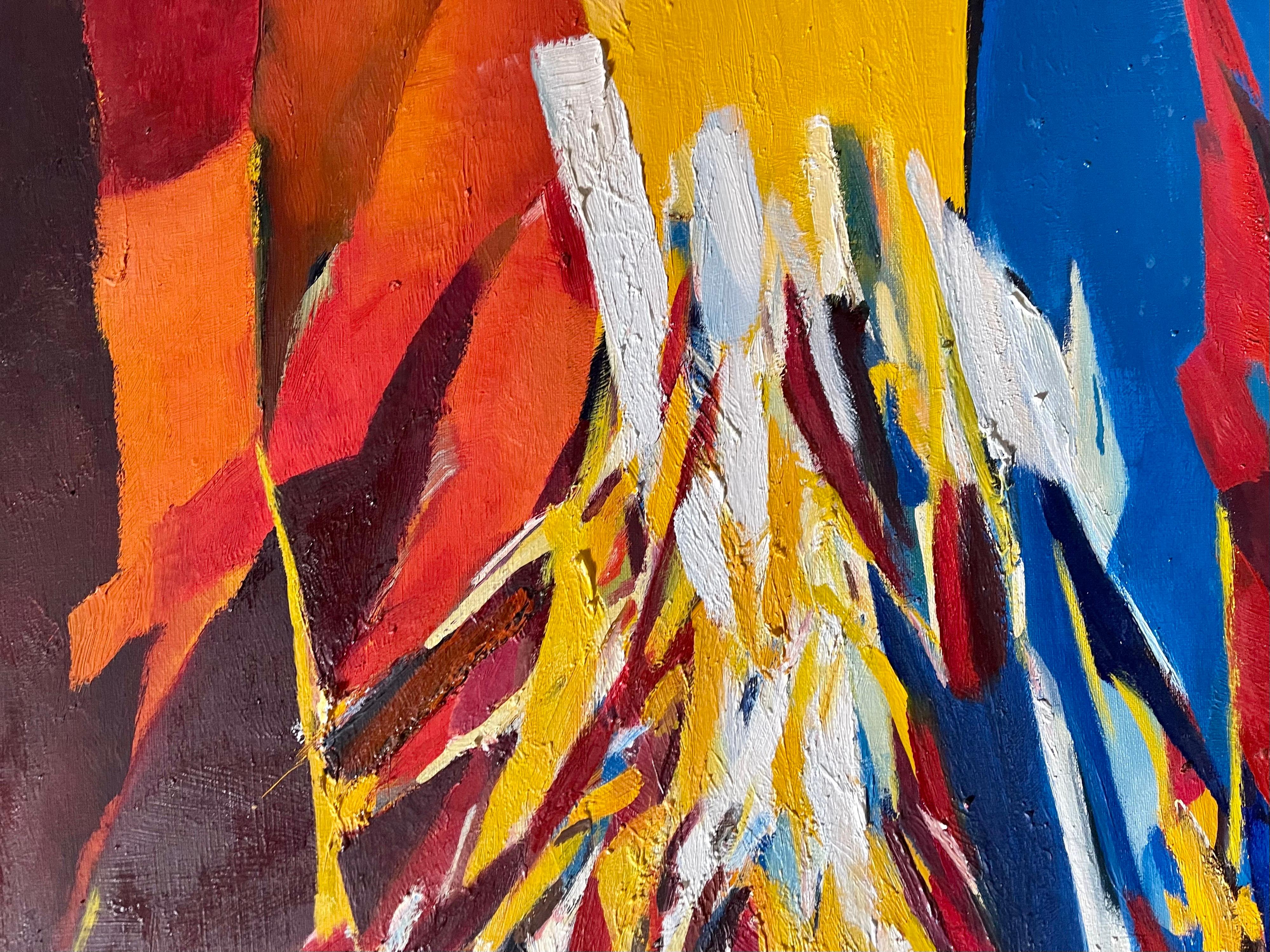 1960 Grande pittura ad olio astratta espressionista svizzera di grandi dimensioni Robert The Lauro in vendita 3