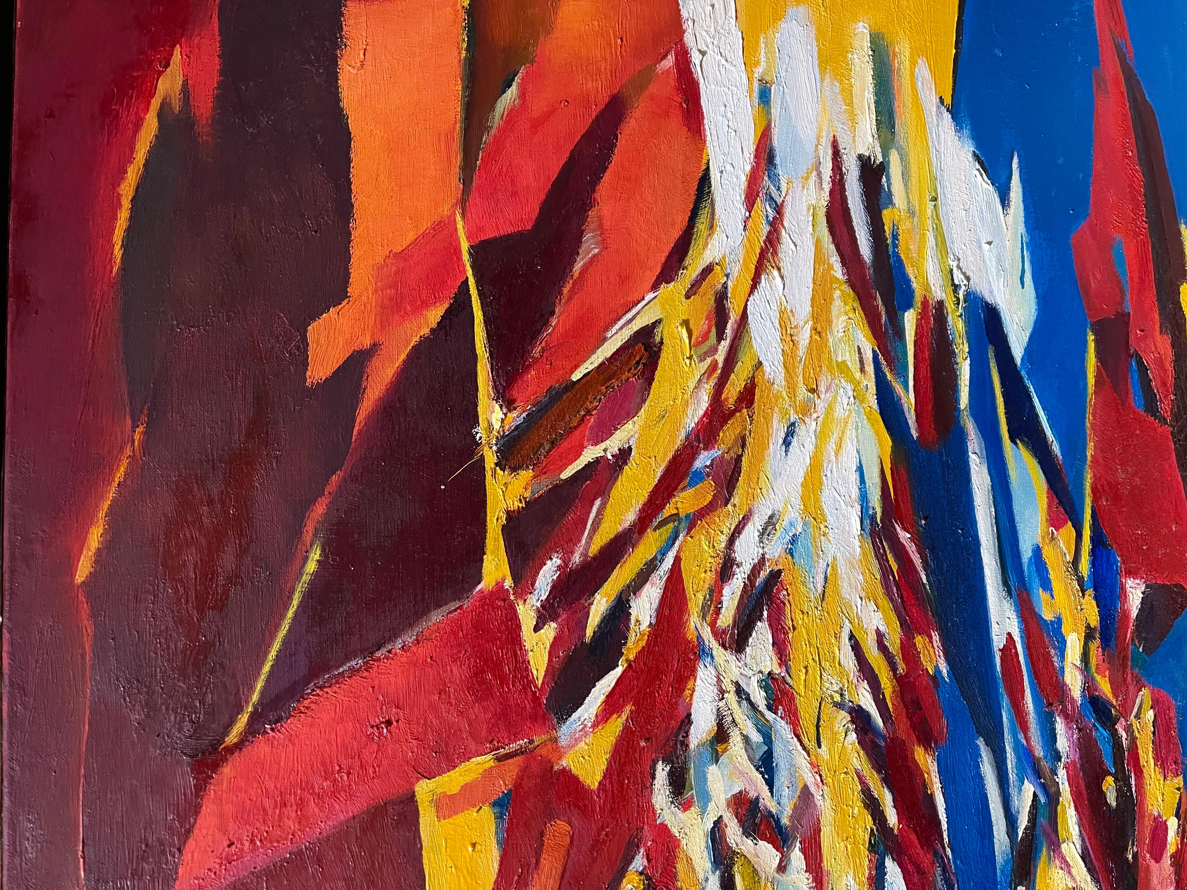 1960 Grande pittura ad olio astratta espressionista svizzera di grandi dimensioni Robert The Lauro in vendita 4