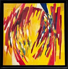 1960's Large Colorful Abstract Expressionist Swiss Oil Painting Robert Lauro