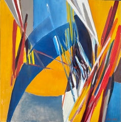 Large Colorful Abstract Expressionist Swiss Oil Painting Robert Lauro