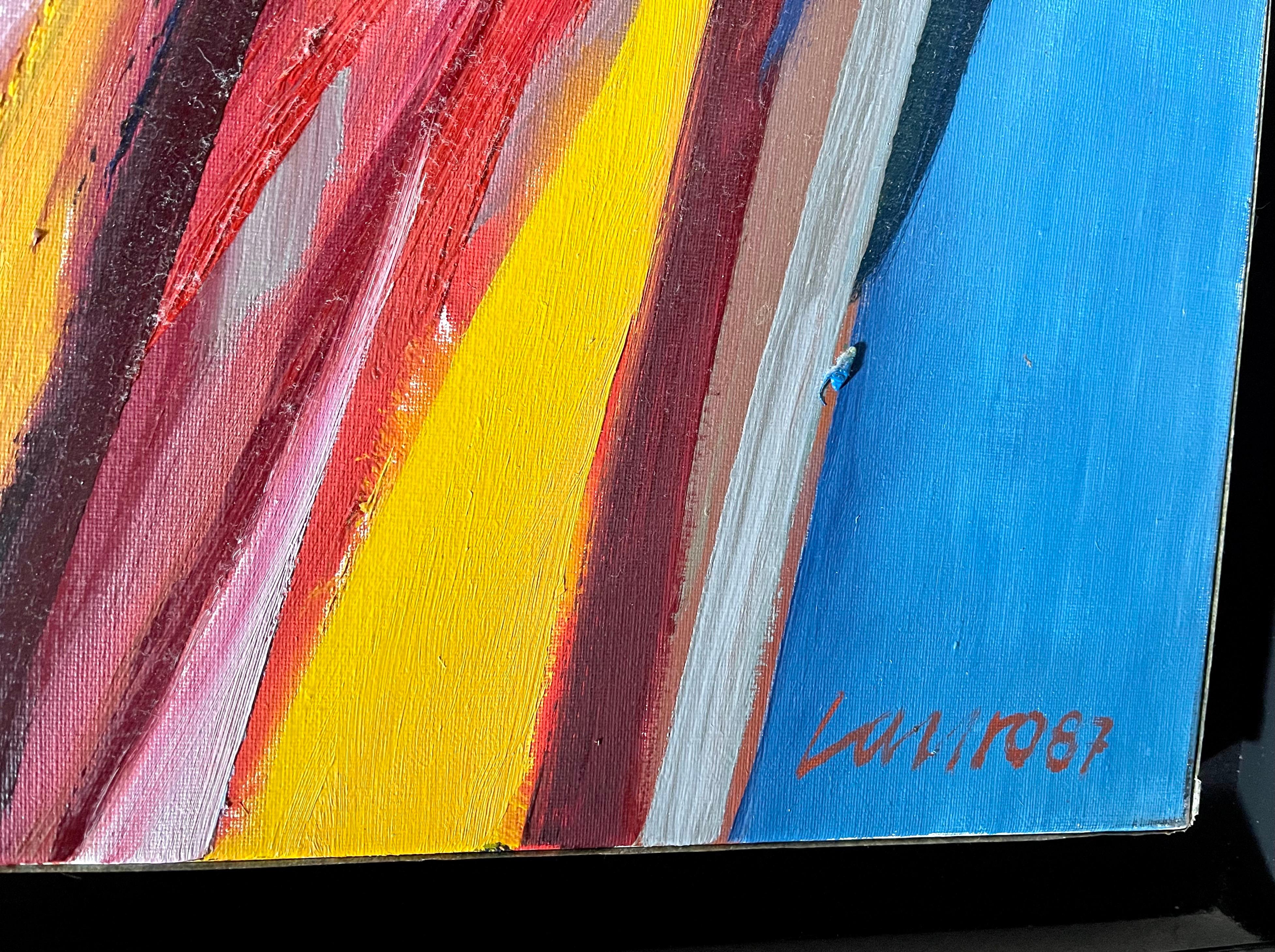 Grande dipinto ad olio astratto espressionista svizzero Robert Lauro - Painting Espressionismo astratto di Roberto Lauro