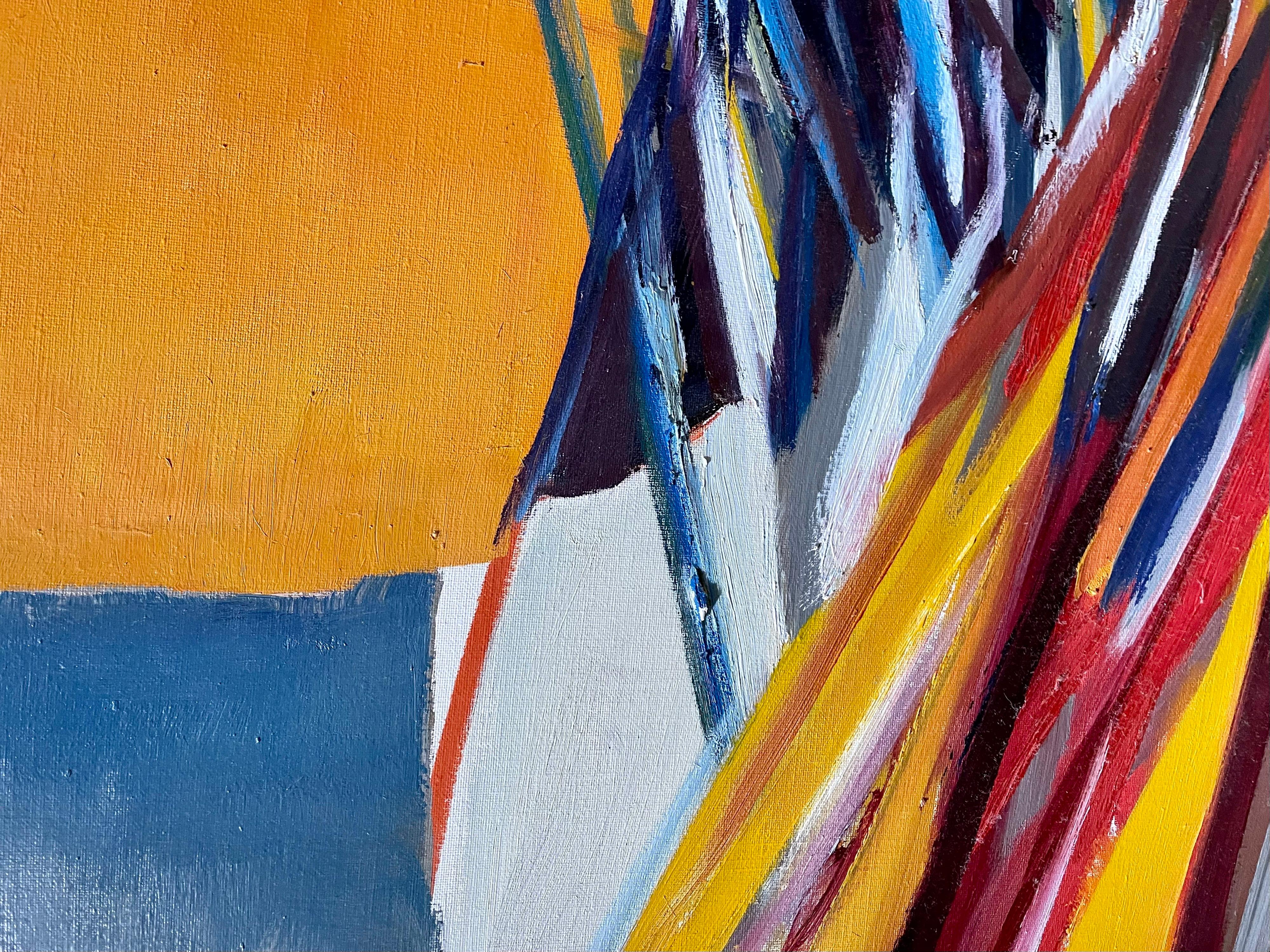 Grande dipinto ad olio astratto espressionista svizzero Robert Lauro - Abstract Painting Viola di Roberto Lauro