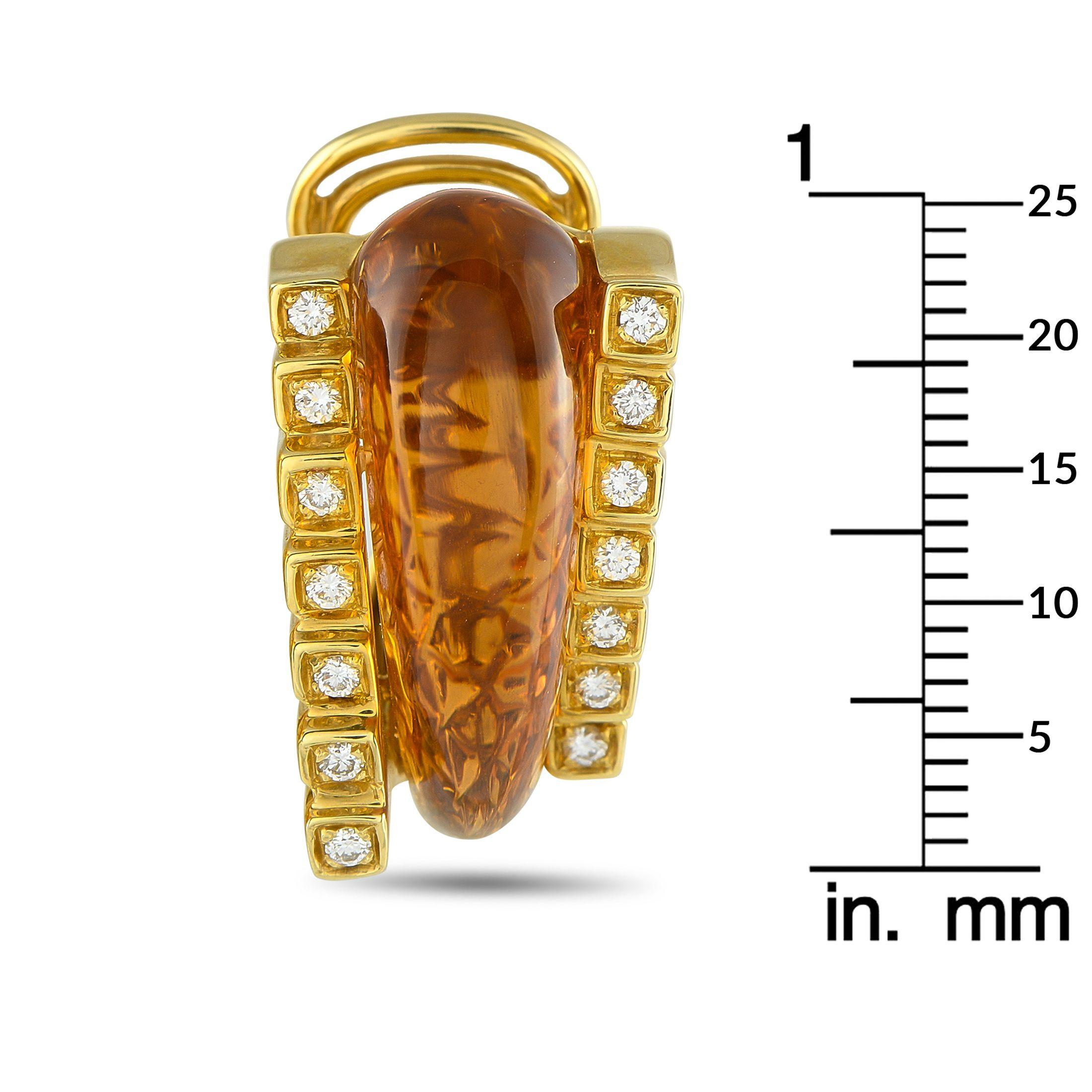 Donna Roberto Legnazzi Orecchini in oro giallo 18 carati con diamanti e citrini da 0,56 carati in vendita
