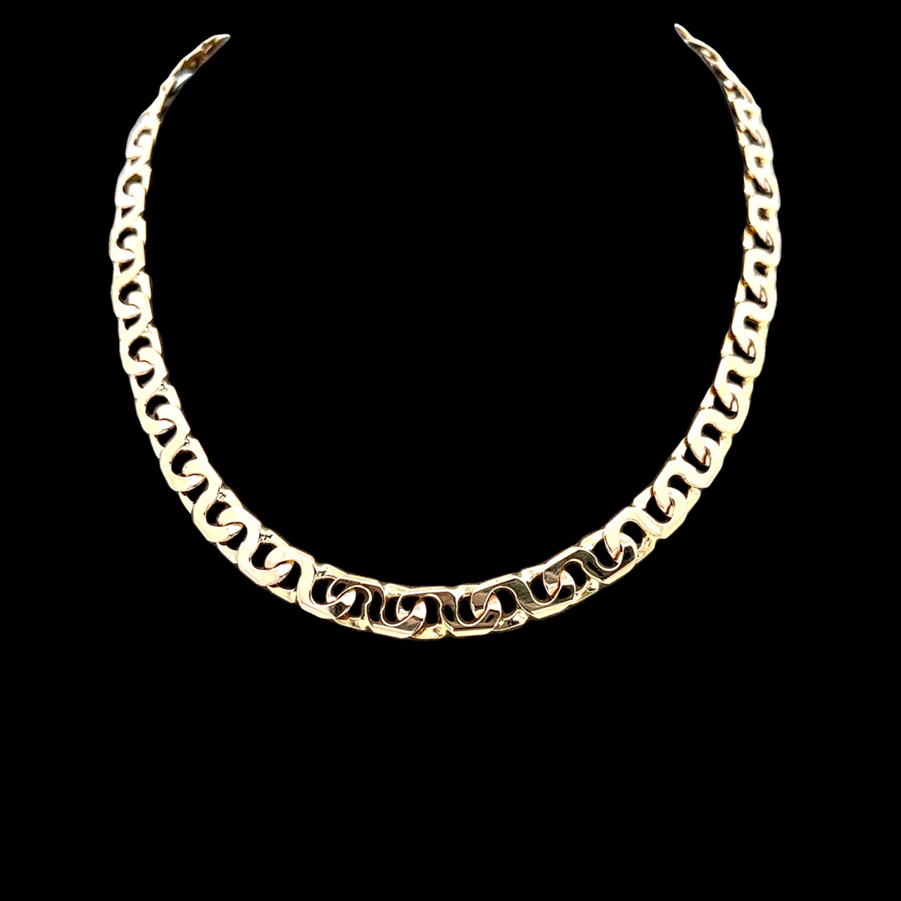 Roberto Legnazzi, grand collier fantaisie à maillons en forme de cœur, en or jaune 18 carats en vente 6